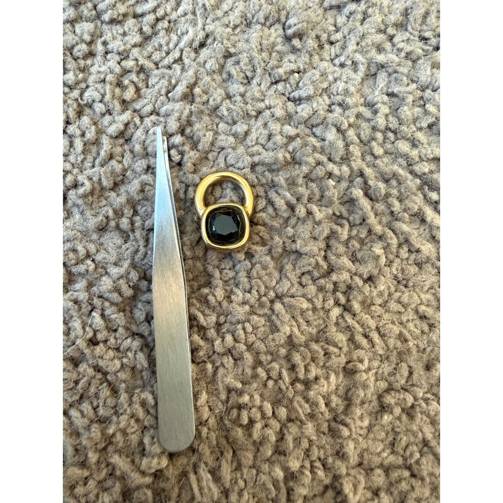 Givenchy Gold Tone Black Stone Square Charm Pendant Necklace Pendant Only - Picture 7 of 8
